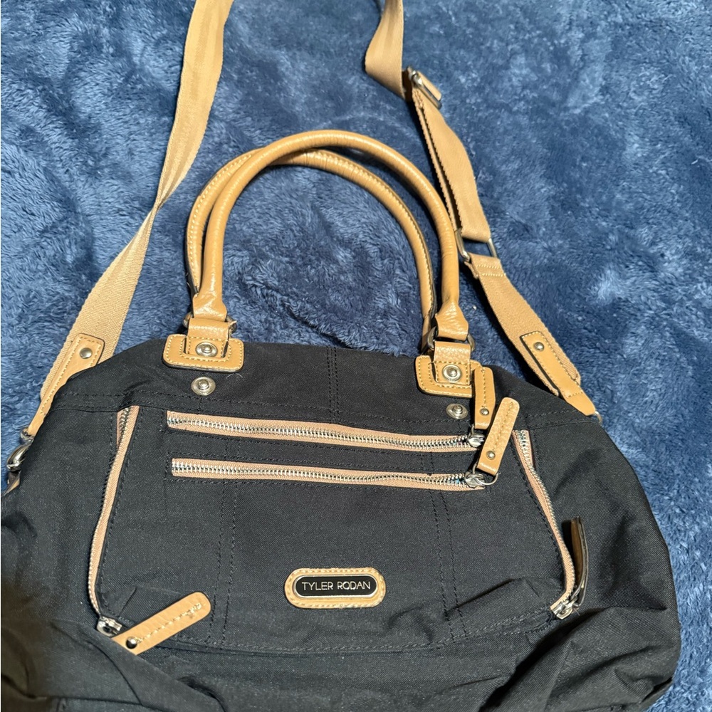 Tyler Rodan Black and Tan Shoulder Bag
